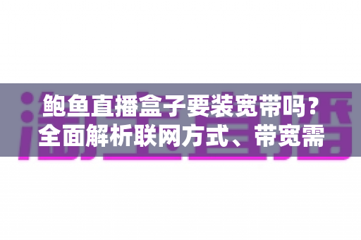 鲍鱼直播盒子要装宽带吗？全面解析联网方式、带宽需求与安装指南