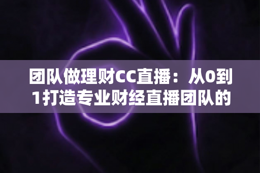 团队做理财CC直播：从0到1打造专业财经直播团队的完整实战指南