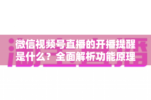 微信视频号直播的开播提醒是什么？全面解析功能原理、设置步骤与实用技巧