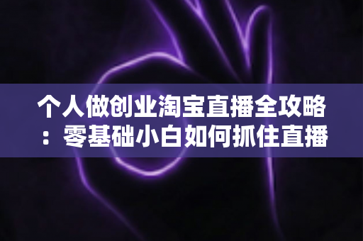 个人做创业淘宝直播全攻略：零基础小白如何抓住直播带货红利实现变现