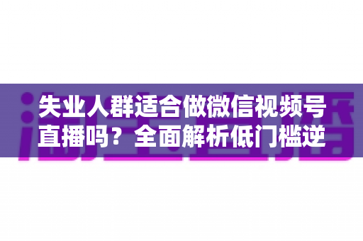 失业人群适合做微信视频号直播吗？全面解析低门槛逆袭之路的真实答案
