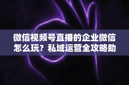 微信视频号直播的企业微信怎么玩？私域运营全攻略助力企业流量变现